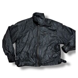 VTG CITY STREETS -  Leather Jacket  Biker Bomber jacket‎ Black